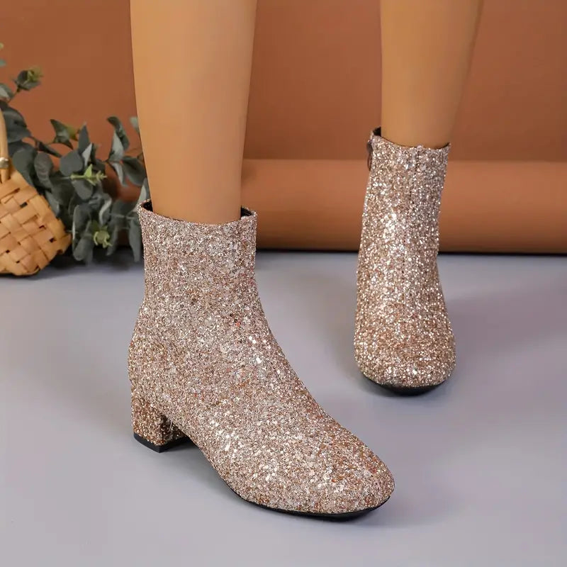 Women's Glitter Ankle Boots with Heel – Raelene