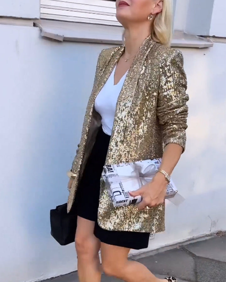Golden Glitter Jacket with Sequins - Rosamund