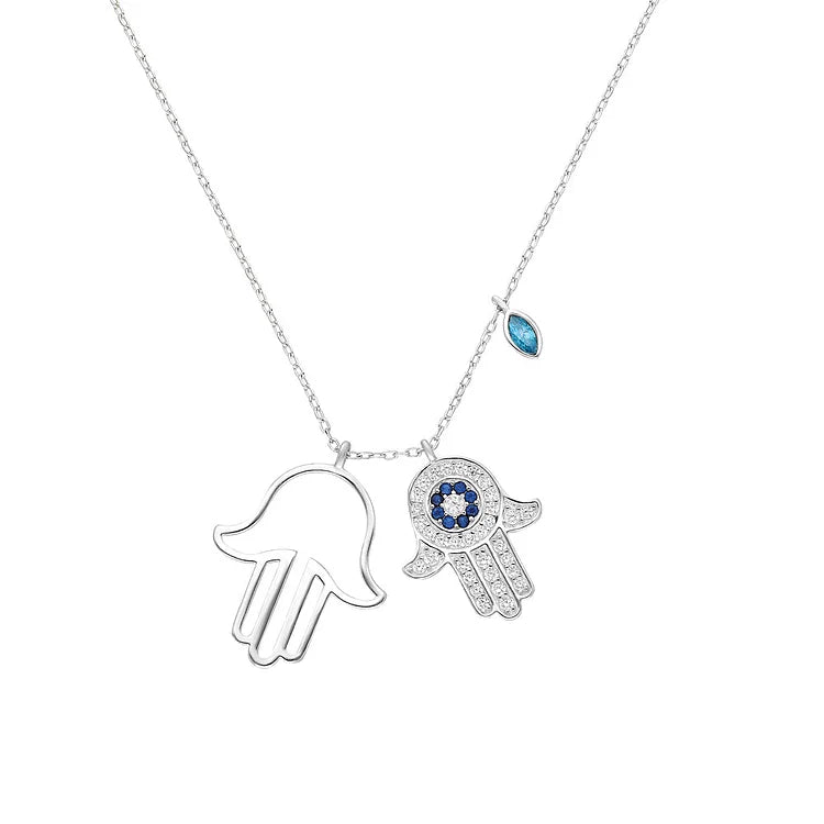 Necklace with Fatima's Hand and Evil Eye – Yasmin