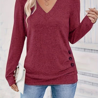 Women's sweater with V-neck and button detail – Iris