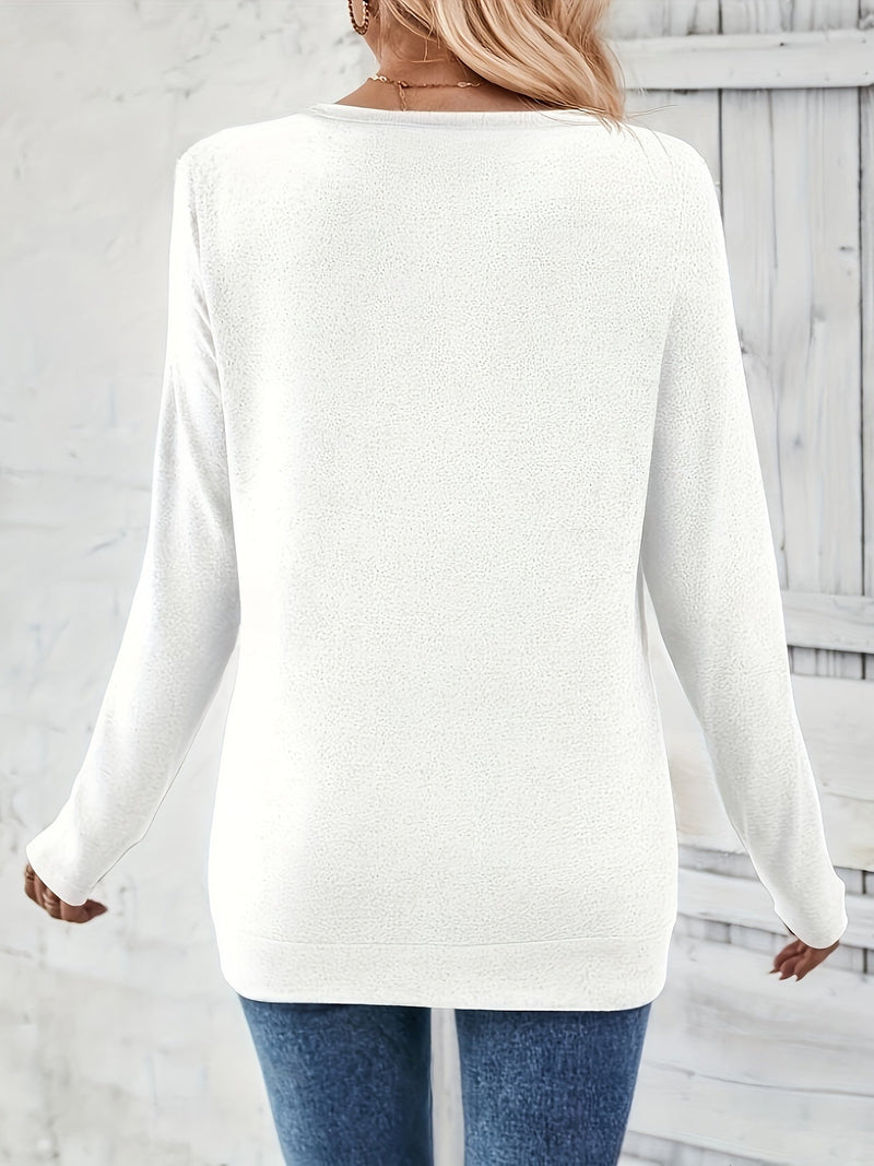 Women's sweater with V-neck and button detail – Iris