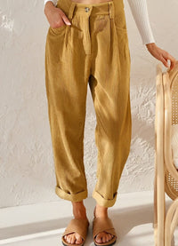 Elegant Women's Corduroy Pants with High Waist – Naima Autumn Edition