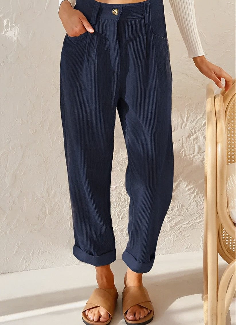 Elegant Women's Corduroy Pants with High Waist – Naima Autumn Edition