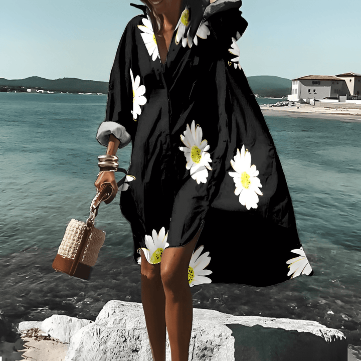 Vestido midi de estampado moderno con patrón único - Mia Belle