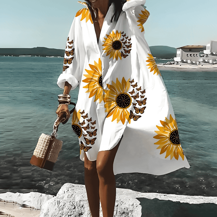 Vestido midi de estampado moderno con patrón único - Mia Belle