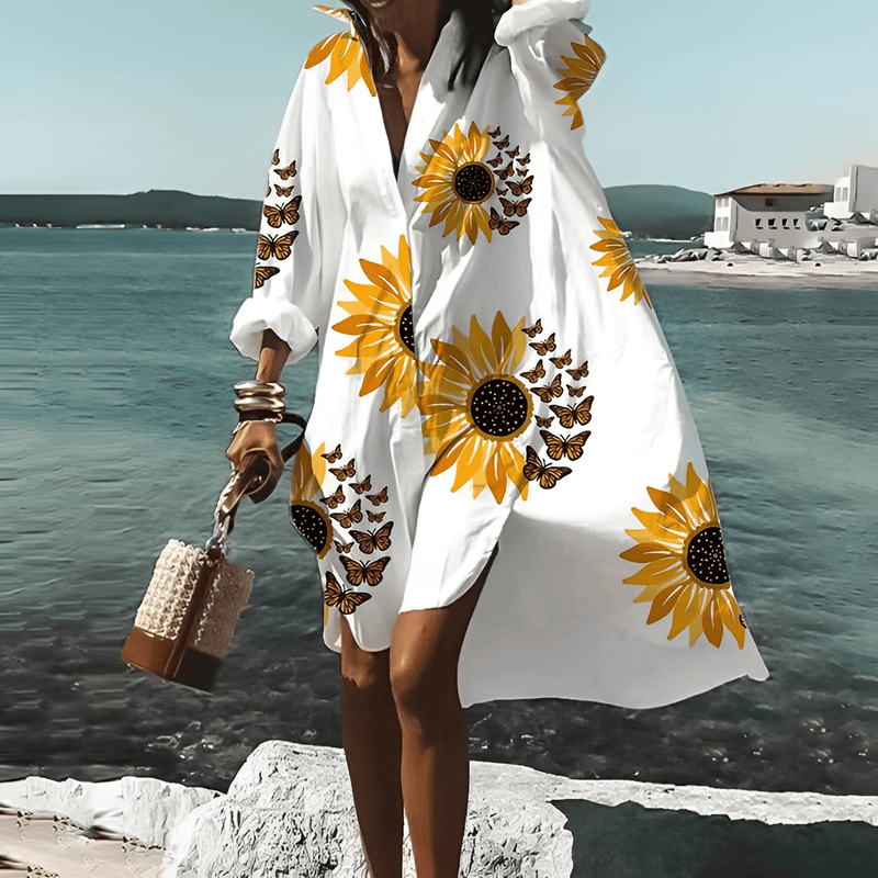 Vestido midi de estampado moderno con patrón único - Mia Belle