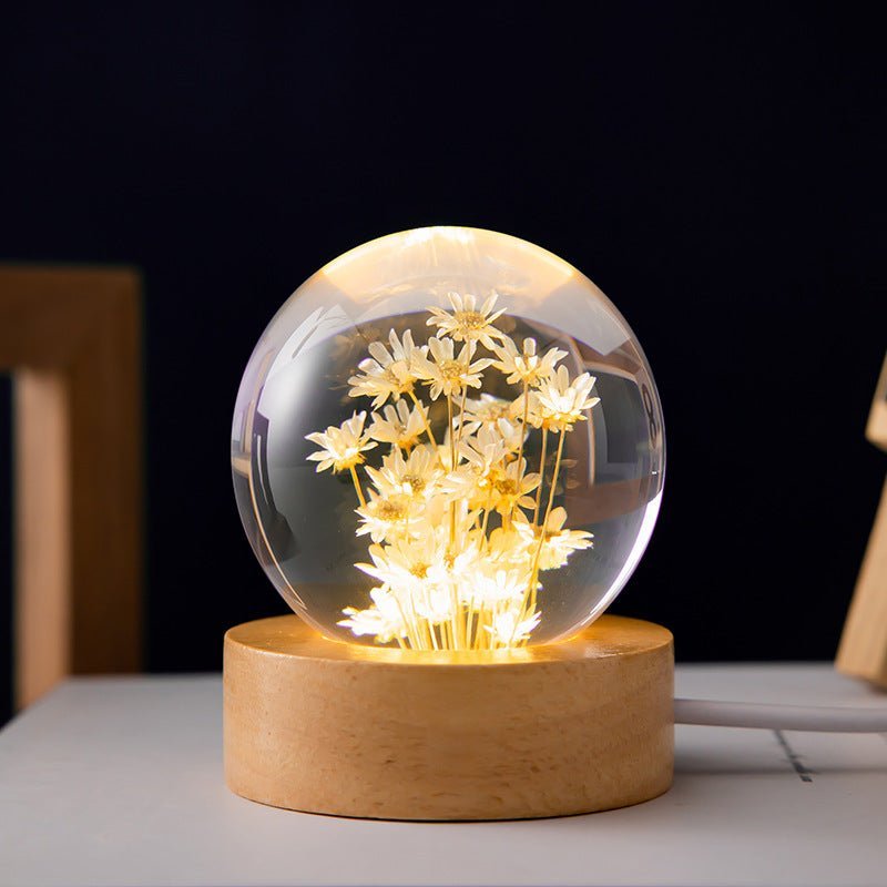 Kristallkugel Lampe mit ewigen Blumen – Lumora
