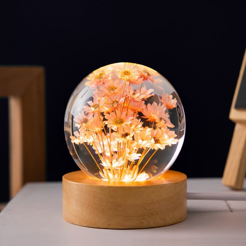 Kristallkugel Lampe mit ewigen Blumen – Lumora