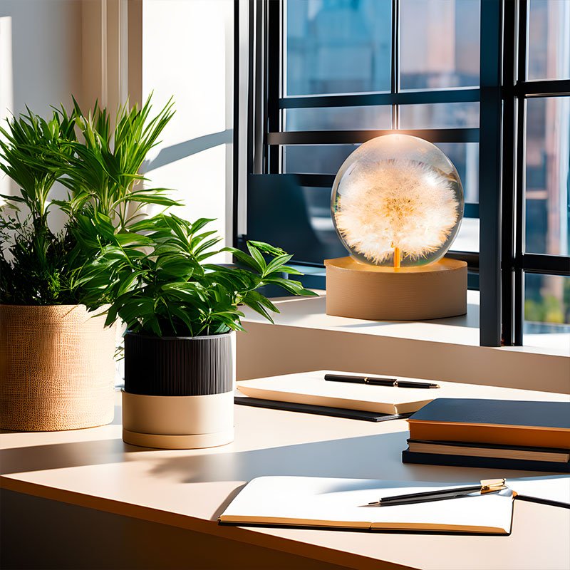 Kristallkugel Lampe mit ewigen Blumen – Lumora