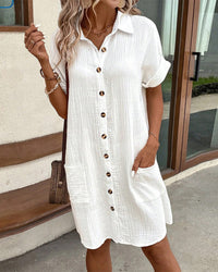 Summer dress with button closure and short sleeves – Lotte