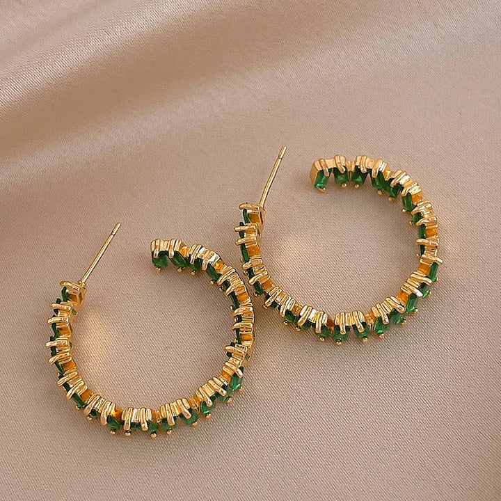 Emerald Green Crystal Hoops – Esme