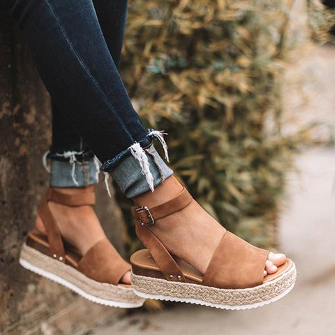 Women's Platform Espadrille Sandals with Wedge Heel & Straps – Livia