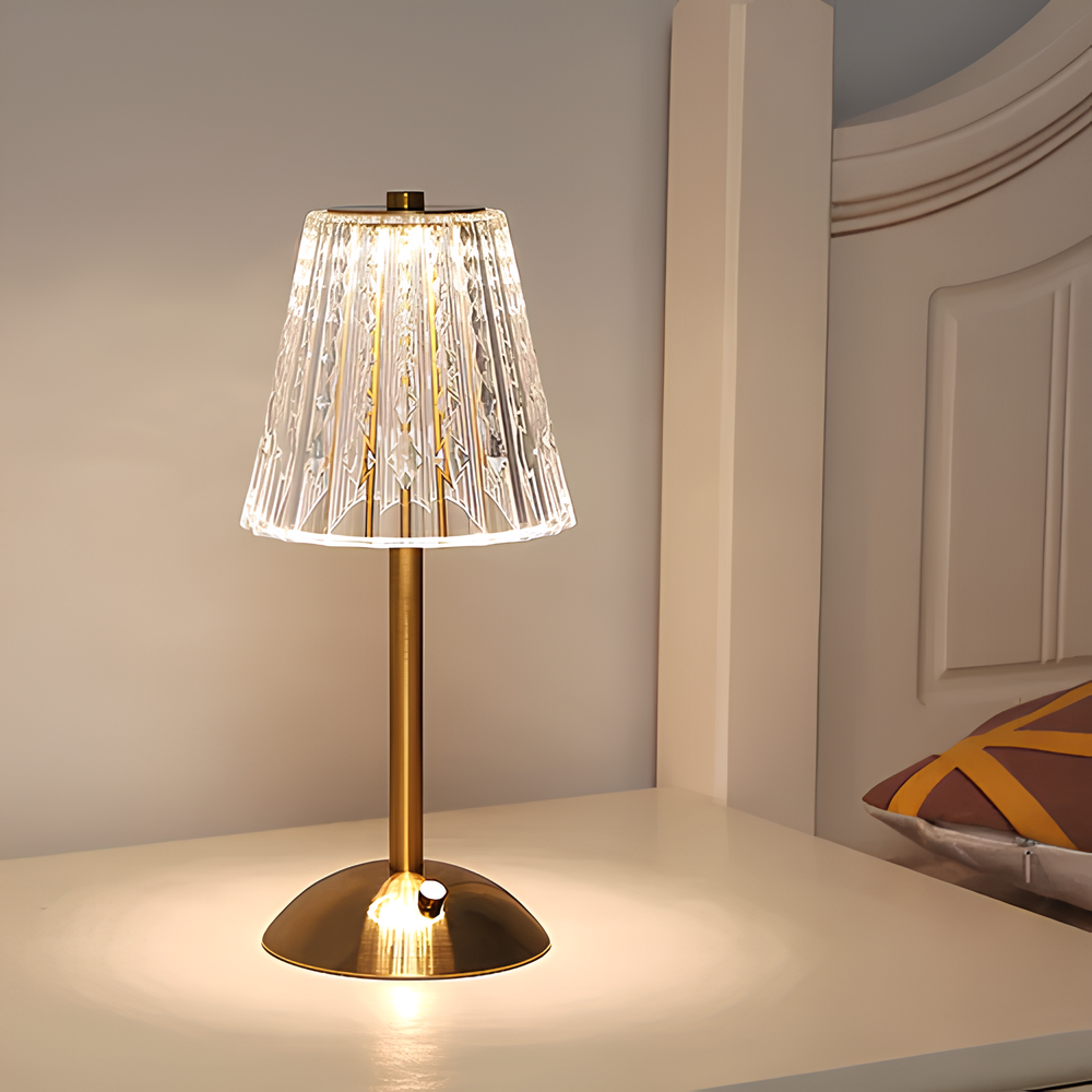Lámpara de mesa de cristal dorado - Aurora Luxe