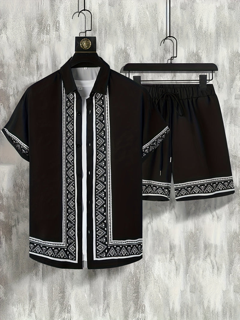 Boho Summer Set Men Two-Piece Shirt and Shorts Relaxed - Malik