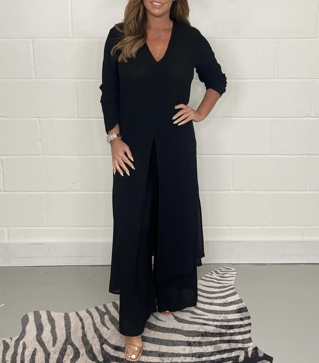 Conjunto de dos piezas para mujer con pantalón ancho – A la moda y aireado – Cosima