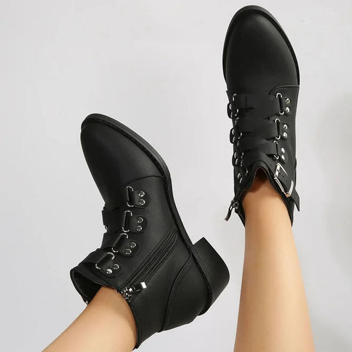 Women's ankle boots with block heel in vintage look – Yolisa