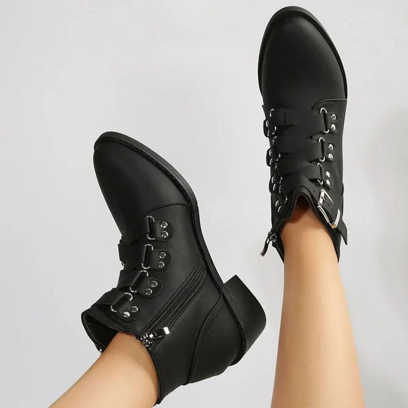 Women's ankle boots with block heel in vintage look – Yolisa