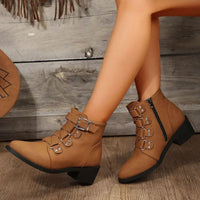 Women's ankle boots with block heel in vintage look – Yolisa