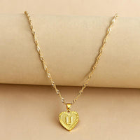Golden Initial Heart Pendant Necklace - Amara