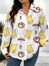 Dame Plus Size Bluse med heltrykk – Greta Oktoberfest 2025