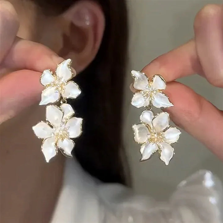 White Flower Dangle Earrings – Florina