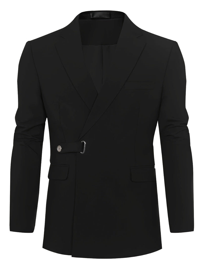 Schwarzes Herren-Sakko, einreihig, elegantes Design, Anzugjacke für formelle Anlässe.