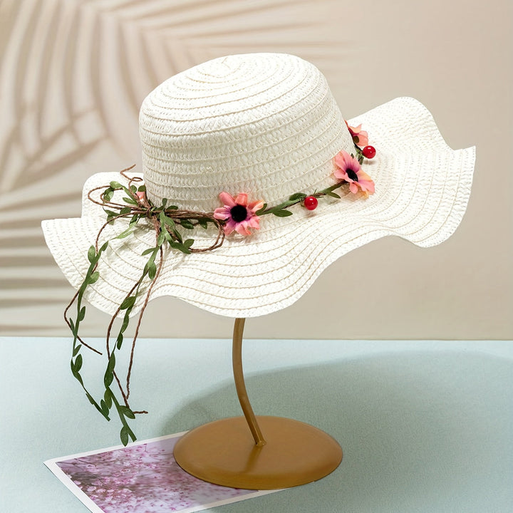 Women's Summer Straw Hat with Flower and Fruit Details – Solène