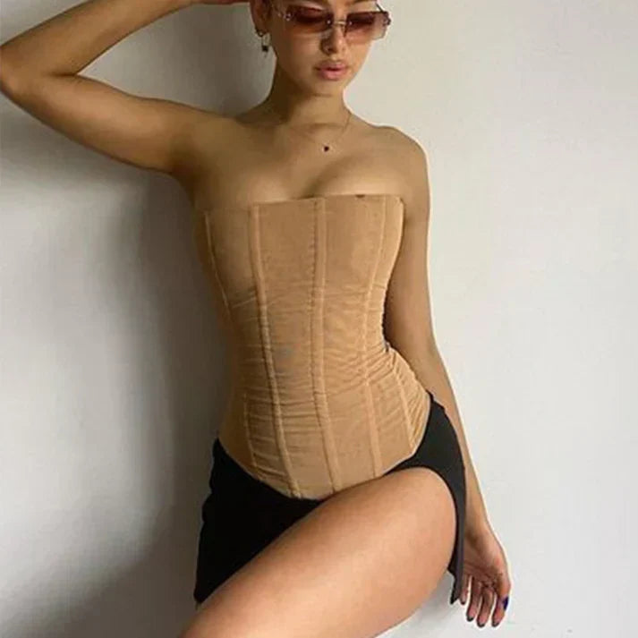 Mesh Slankende Korset Top – Caia
