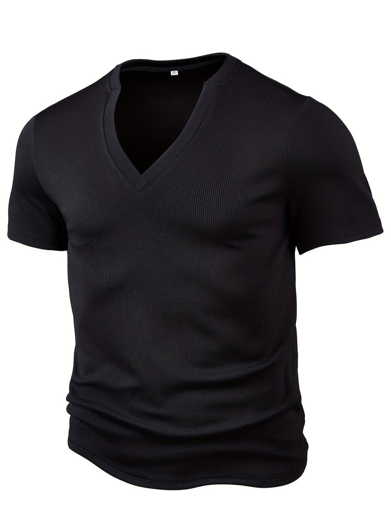 Herren T-Shirt mit tiefem V-Ausschnitt und Struktur – Rafael