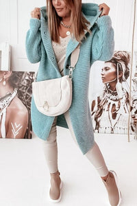 Women's knitted vest with hood and button closure – Waldaine