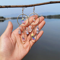 Natural Crystal Moon Star Earrings – Elara