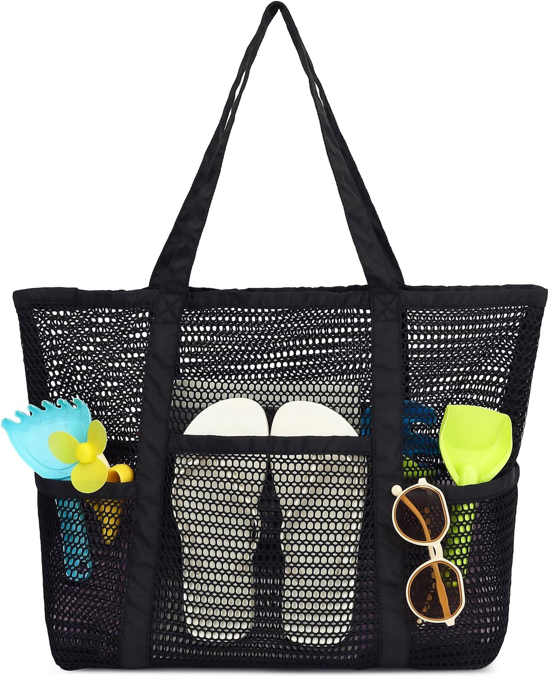 Buy 1, Get 1 FREE – Extra Large Transparent Mesh Beach Bag with 8 Pockets – ClearWave