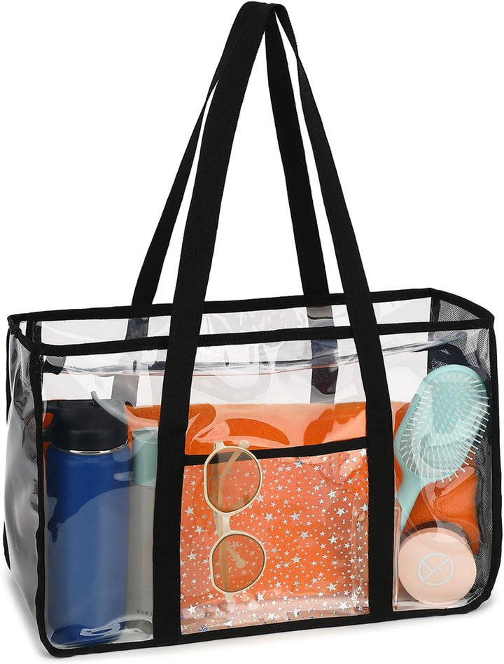 Buy 1, Get 1 FREE – Extra Large Transparent Mesh Beach Bag with 8 Pockets – ClearWave