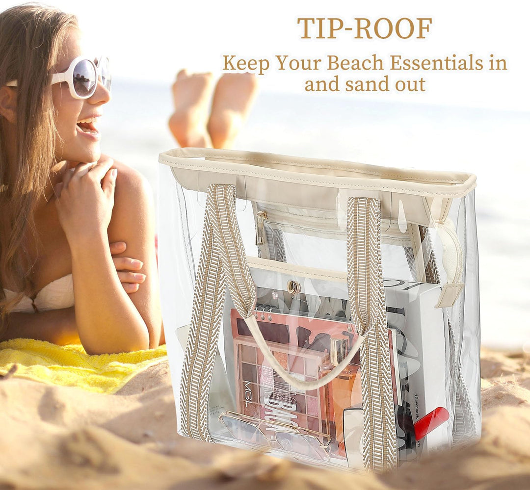 Buy 1, Get 1 FREE – Extra Large Transparent Mesh Beach Bag with 8 Pockets – ClearWave