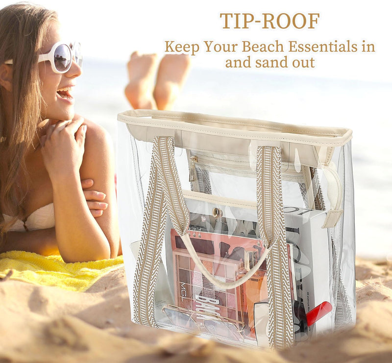 Buy 1, Get 1 FREE – Extra Large Transparent Mesh Beach Bag with 8 Pockets – ClearWave