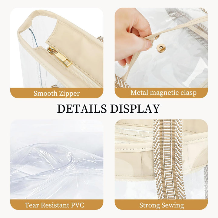Buy 1, Get 1 FREE – Extra Large Transparent Mesh Beach Bag with 8 Pockets – ClearWave