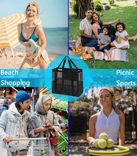 Buy 1, Get 1 FREE – Extra Large Transparent Mesh Beach Bag with 8 Pockets – ClearWave