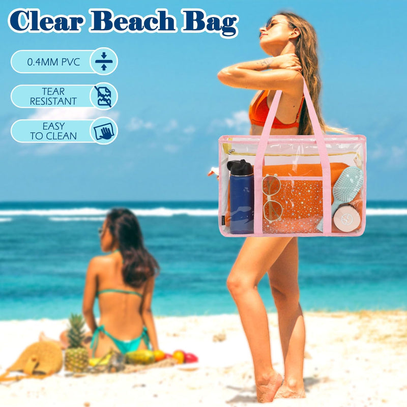 Buy 1, Get 1 FREE – Extra Large Transparent Mesh Beach Bag with 8 Pockets – ClearWave
