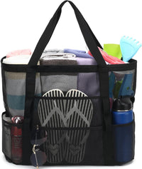 Buy 1, Get 1 FREE – Extra Large Transparent Mesh Beach Bag with 8 Pockets – ClearWave