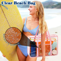 Buy 1, Get 1 FREE – Extra Large Transparent Mesh Beach Bag with 8 Pockets – ClearWave