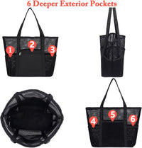 Buy 1, Get 1 FREE – Extra Large Transparent Mesh Beach Bag with 8 Pockets – ClearWave