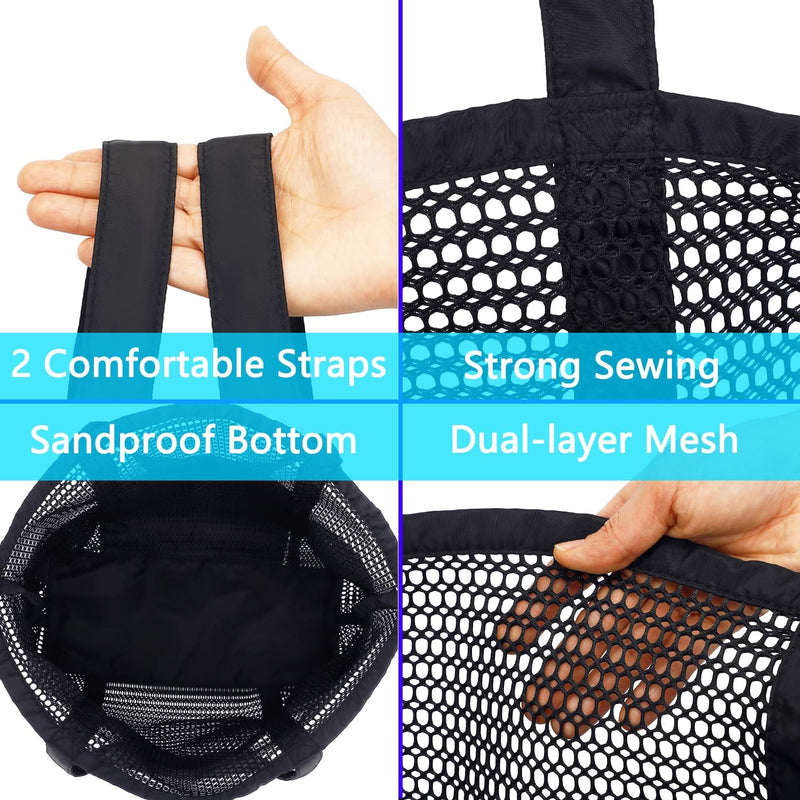 Buy 1, Get 1 FREE – Extra Large Transparent Mesh Beach Bag with 8 Pockets – ClearWave