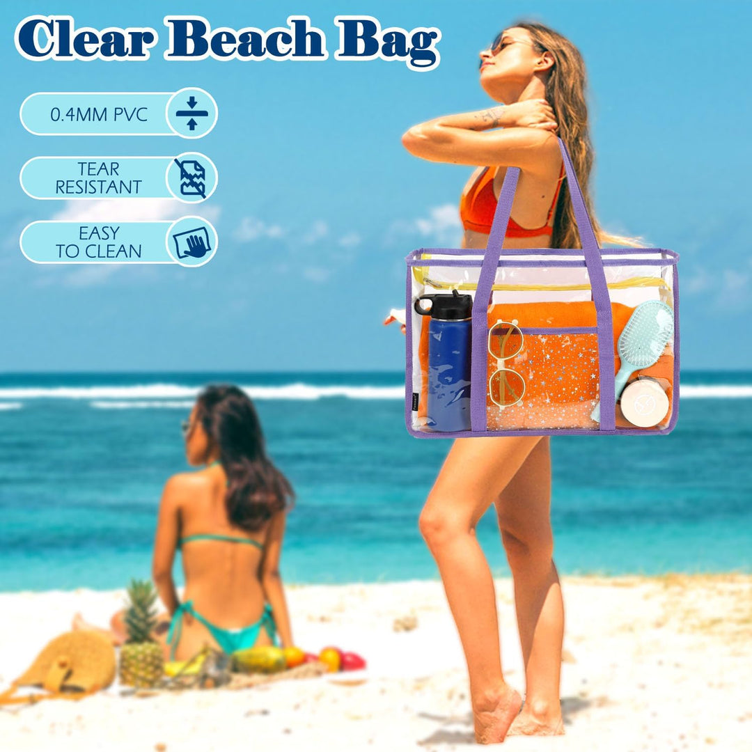 Buy 1, Get 1 FREE – Extra Large Transparent Mesh Beach Bag with 8 Pockets – ClearWave