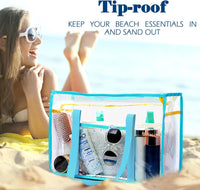 Buy 1, Get 1 FREE – Extra Large Transparent Mesh Beach Bag with 8 Pockets – ClearWave