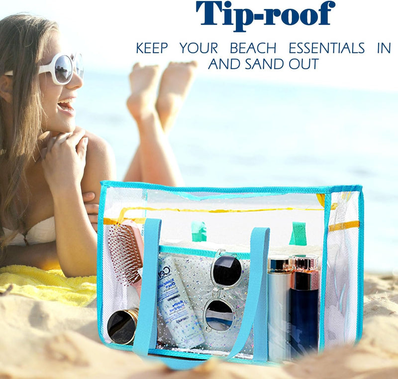 Buy 1, Get 1 FREE – Extra Large Transparent Mesh Beach Bag with 8 Pockets – ClearWave