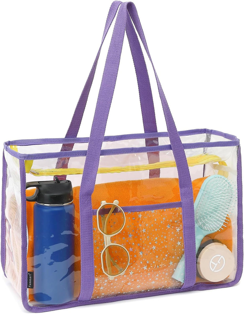 Buy 1, Get 1 FREE – Extra Large Transparent Mesh Beach Bag with 8 Pockets – ClearWave