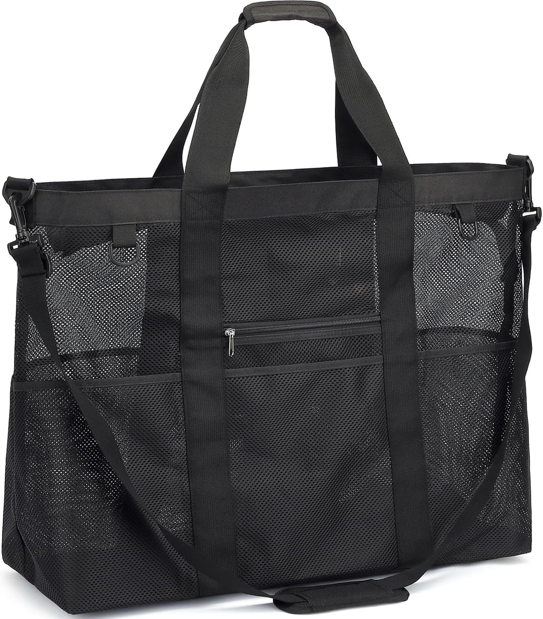 Buy 1, Get 1 FREE – Extra Large Transparent Mesh Beach Bag with 8 Pockets – ClearWave