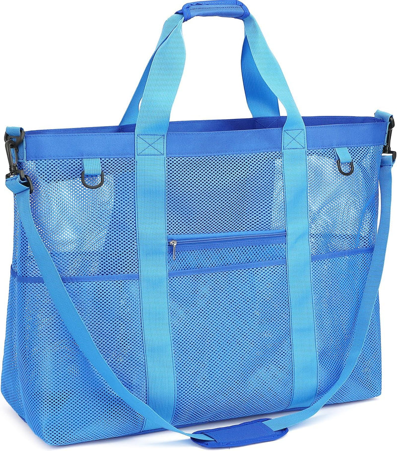 Buy 1, Get 1 FREE – Extra Large Transparent Mesh Beach Bag with 8 Pockets – ClearWave