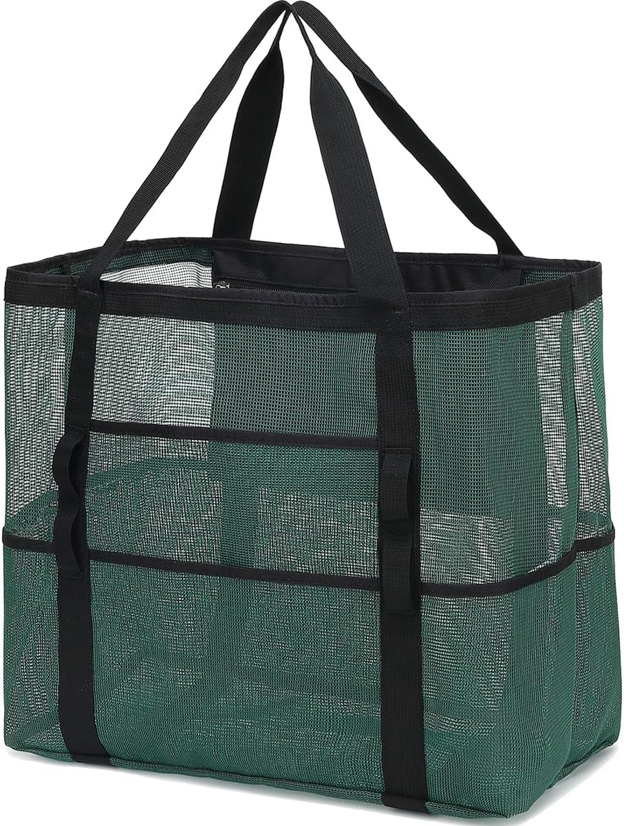 Buy 1, Get 1 FREE – Extra Large Transparent Mesh Beach Bag with 8 Pockets – ClearWave