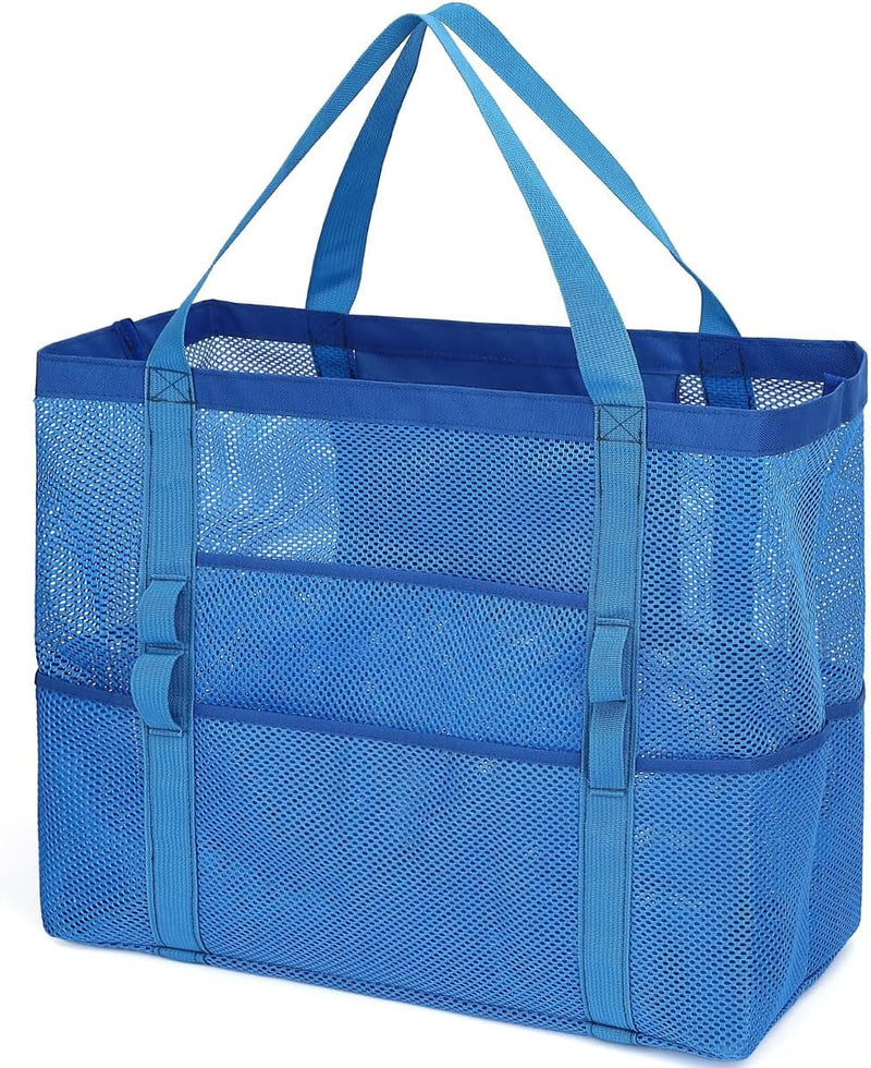 Buy 1, Get 1 FREE – Extra Large Transparent Mesh Beach Bag with 8 Pockets – ClearWave